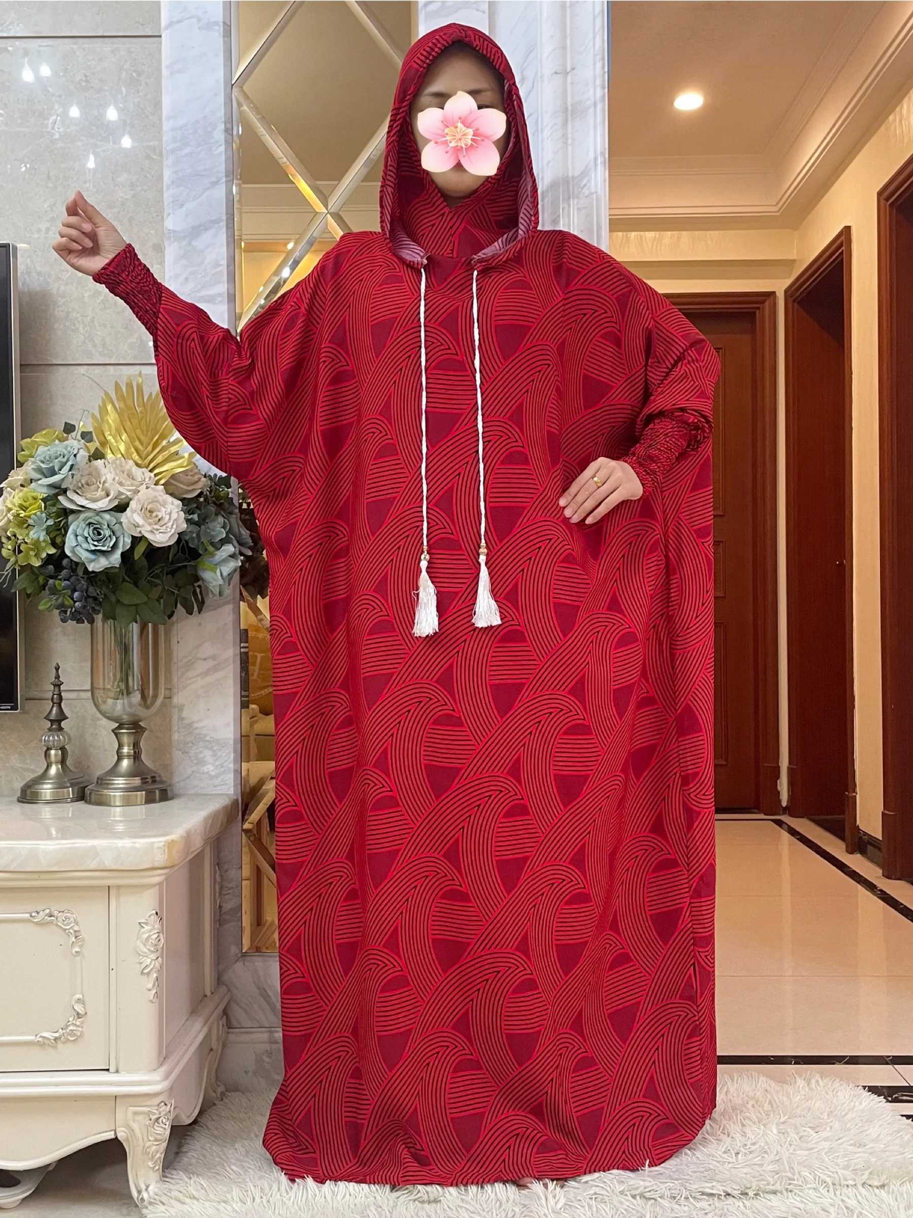 Vêtements ethniques 2024 Nouveau coton musulman Abaya pour femmes Ramadan Prayer Dubai Turkey Middle East Femme Robe Floral lâche Afrique Deux Cap D240419