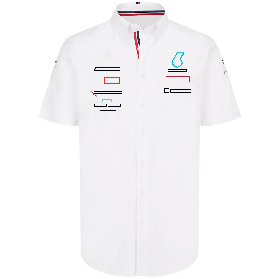 F1 Camas de cuello de polo masculino 2024 nueva camiseta del equipo de carreras de fórmula 1 camiseta de manga corta para hombres camisa de botón blanco casual