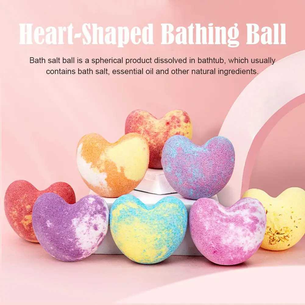 Bubble Bath Heart-Shaped Bath Salt Ball Spa Essential Oil Bath Bomb Foot BathsBubble Balls för att fukta torr hud Relaxerande hemgåva D240419