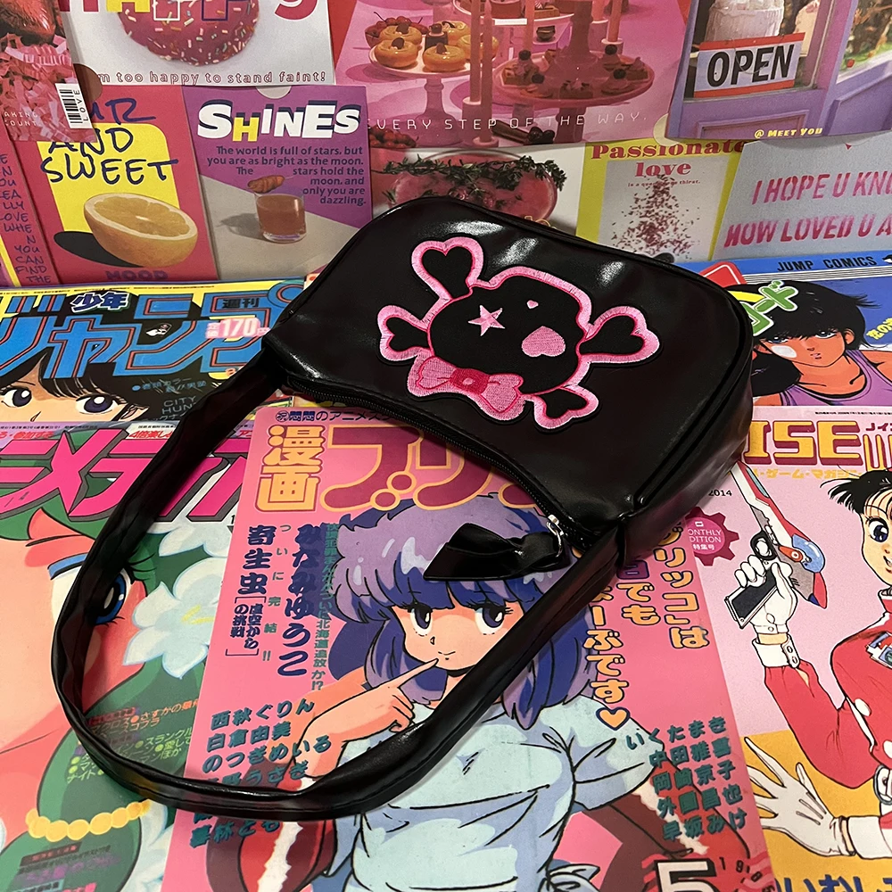 Bags HAEX Gothic Y2k Women's Bag 2022 Trend Harajuku E Girl Shoulder Bag Fashion Punk Street Skull Patchwork Bolso Mujer Shoppers