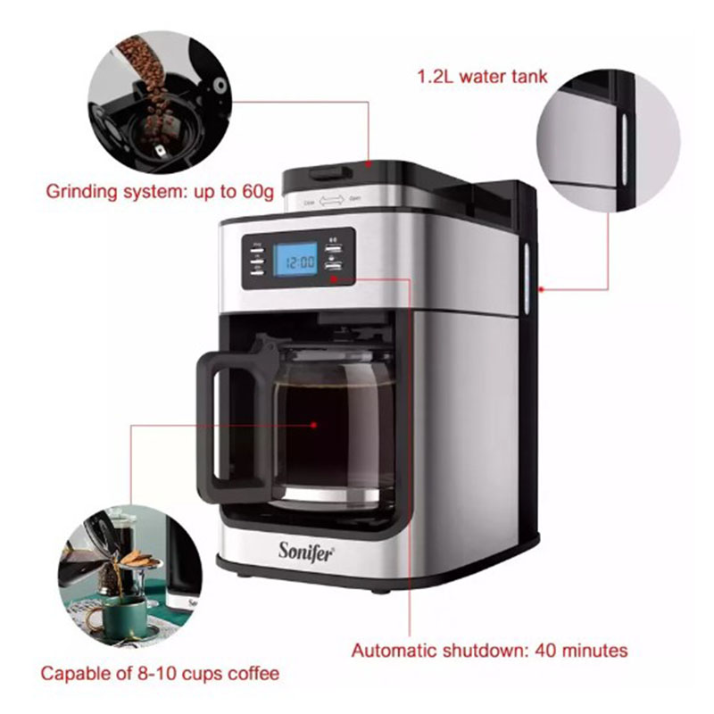 Home Espresso Machine Automatic LCD Grinder American Coffee Machine