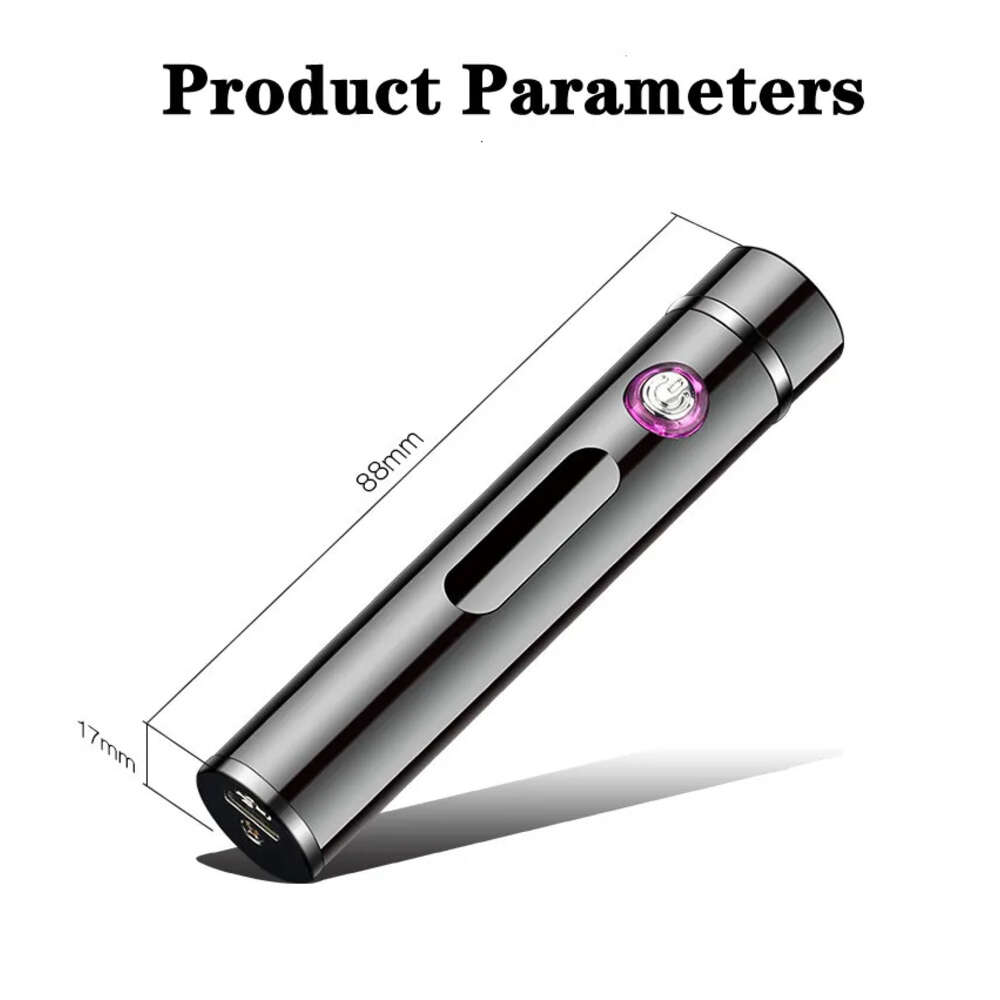 Hot Mini Metal Windproof Double Arc Pulse Electric Lighter Flameless USB Charging LED Display Power Portable Plasma Lighter Gift