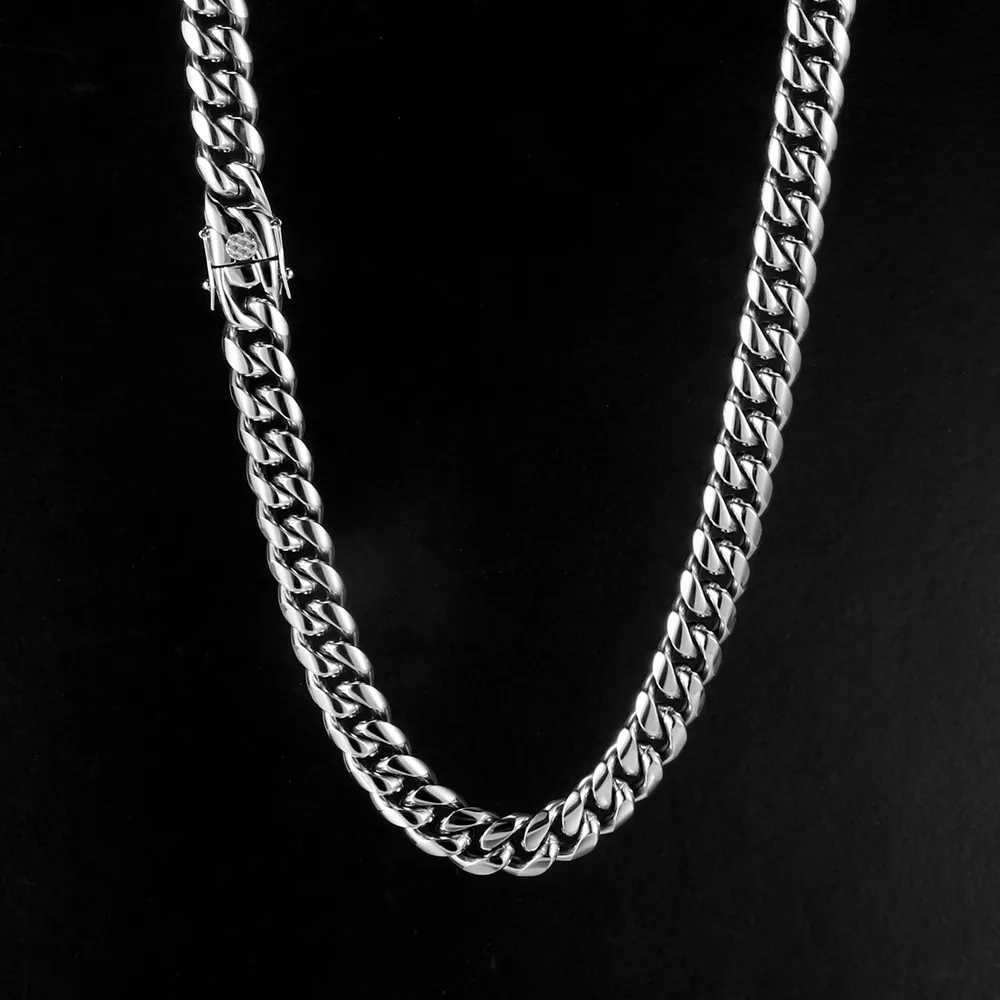 Pendant Necklaces Hip-Hop Golden Curb Cuban Link Chain Stainless Steel Necklace for Men and Women Gold Silver Color Bracelet Fashion Jewelry 240419
