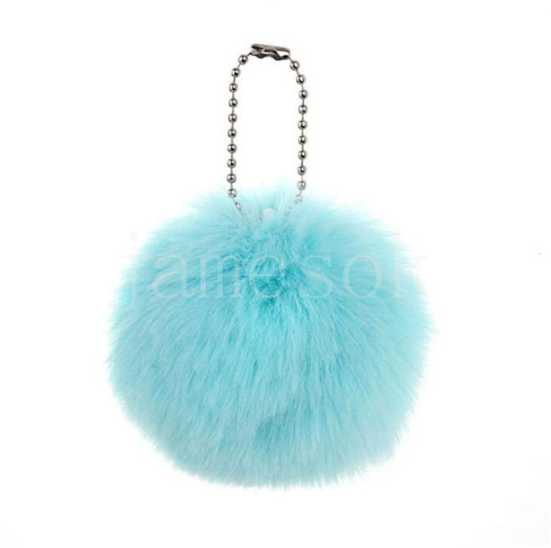 13 cores 8cm Faux Rabbit Fur Ball Keychains Momen Girls Car School Bag Ring Key Chain Chain Pompom Jewelry Acessórios DD388