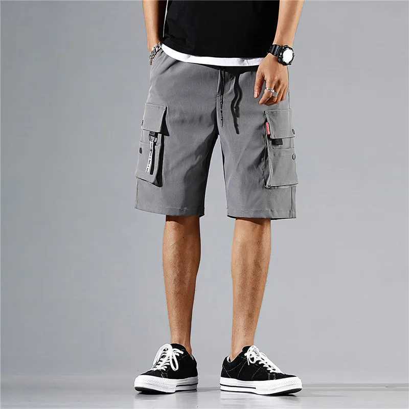 Men's Shorts Male Cargo Pants Knee Shorts Classic Summer Shorts Multiple Pockets Large Size Cotton Half Pants Khaki Grey Shorts 240419 240419