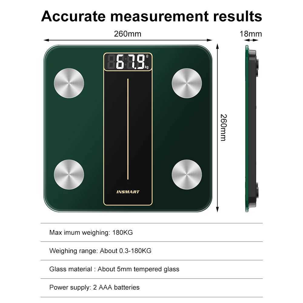 Kroppsvikt skalor Hemanvändning smart kroppsfettskala LCD digital trådlös Bluetooth -viktmonitor Hälsoanalysator Fitness Do Weight Tools Scale 240419