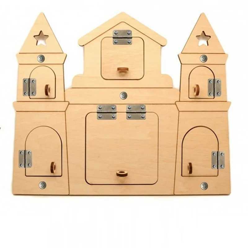 3D Puzzles Baby Diy Wooden Busy Board Acessórios Montessori Toy Spaceship Castle Castle Roupas Hourglass Gear Educational Toy for Children Gift 240419