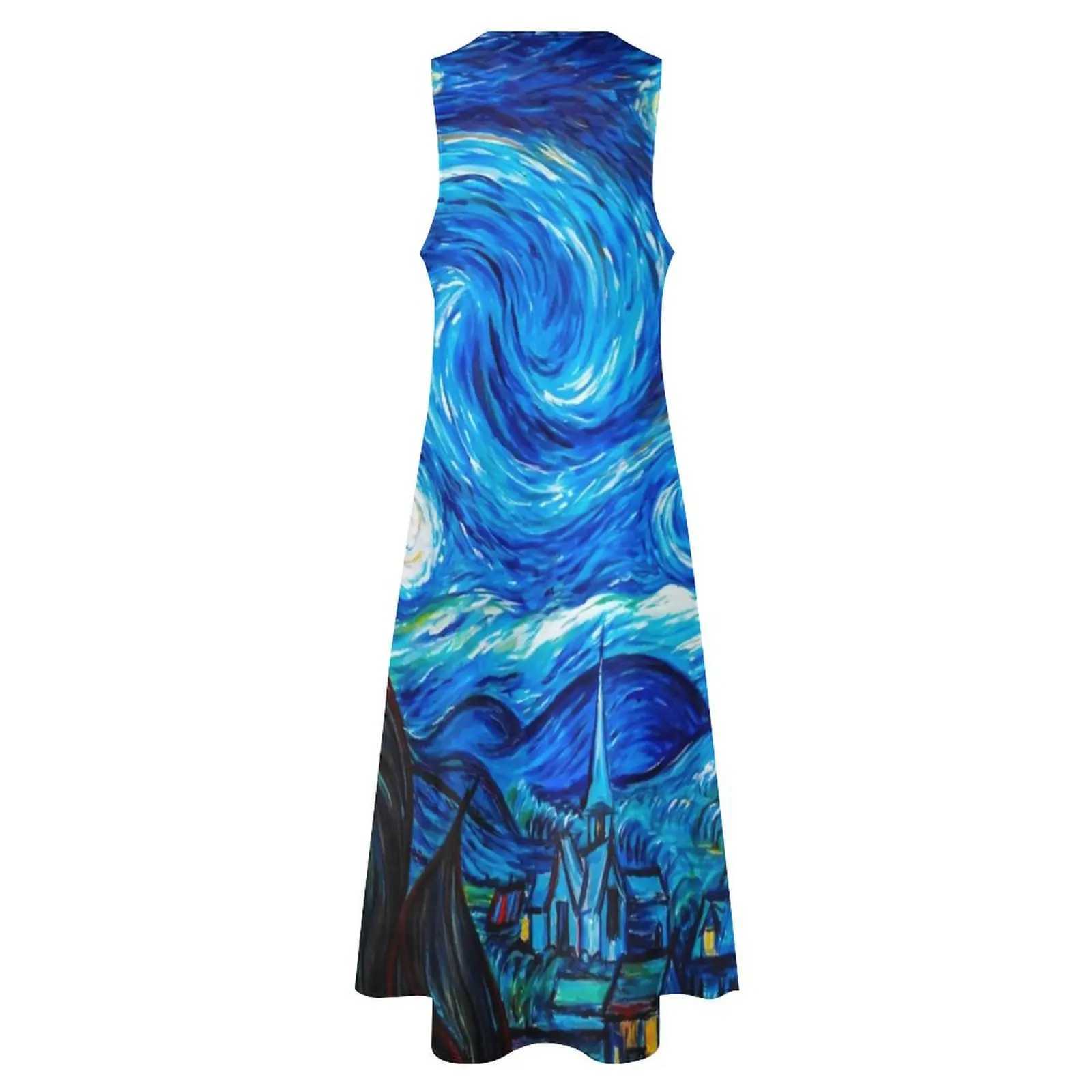 Podstawowe sukienki swobodne Vincent van Gogh sukienki Starry Night Gifts Modern Maxi sukienka moda bohemia długie sukienki żeńskie v