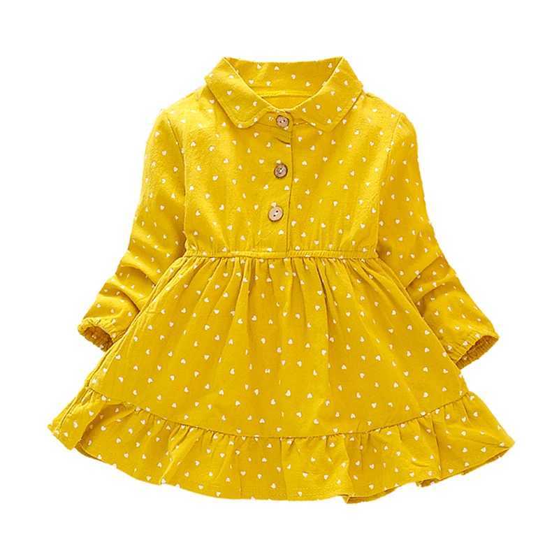 Flickans klänningar Spring Autumn Casual Baby Girls Dot Print långärmad klänning Kids Toddler Pageant Princess Sundress Dress för 1-8 år D240423