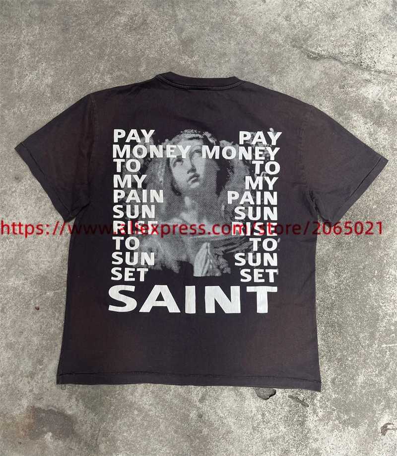 T-shirty męskie luźne pęknięte Jezus Saint Michael T Shirt Men Men T-Shirt T-shirt Tops J240419