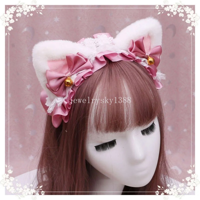 Haar schattig Japans lolita haar ornament kat moeder pluche lolita hoofdtooi kanten katten oren gestoomd kat-oorvormig brood haarband