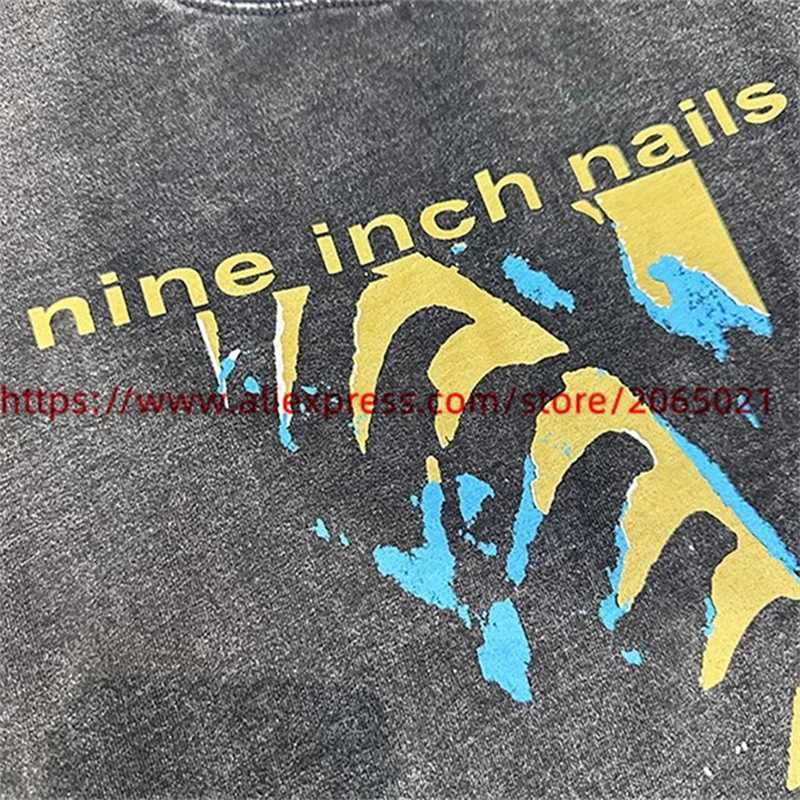 T-shirts voor heren vintage negen negen-inch nagel oversized t-shirt high street American Casual Vintage Loose Short SLE J240419