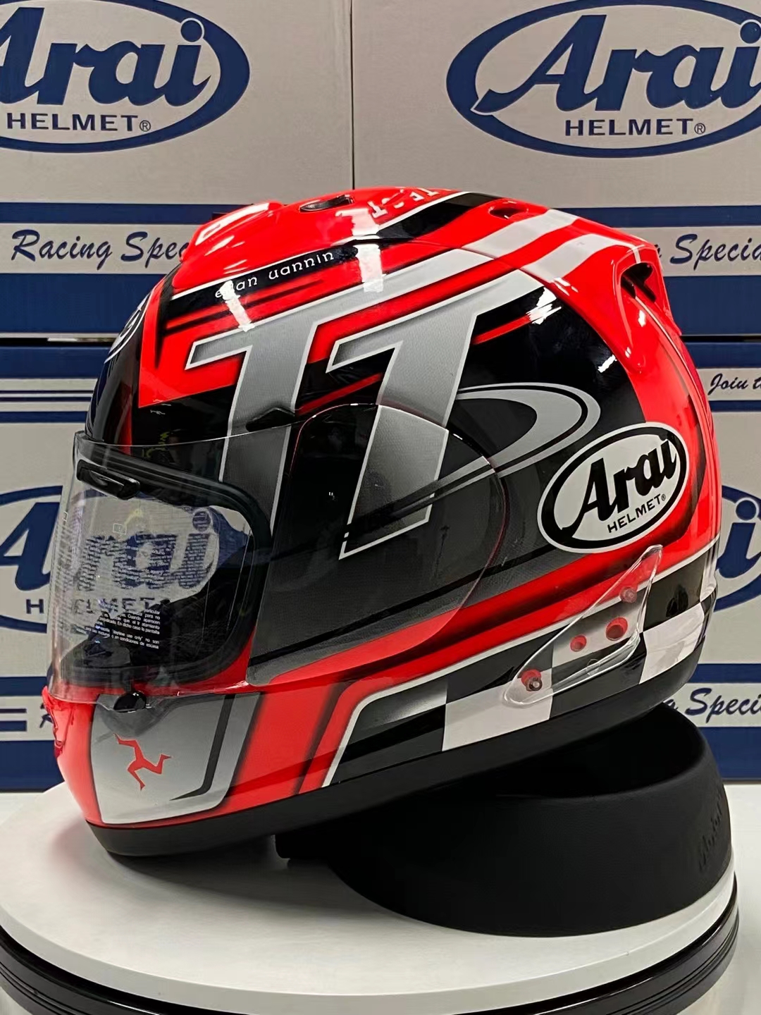 ARAI RX7X ISLE OF MAN TT IOM CASHET RED FULL FACE OFF RAD ROTAL MOTOCROSS MOTORCYLY CASHET