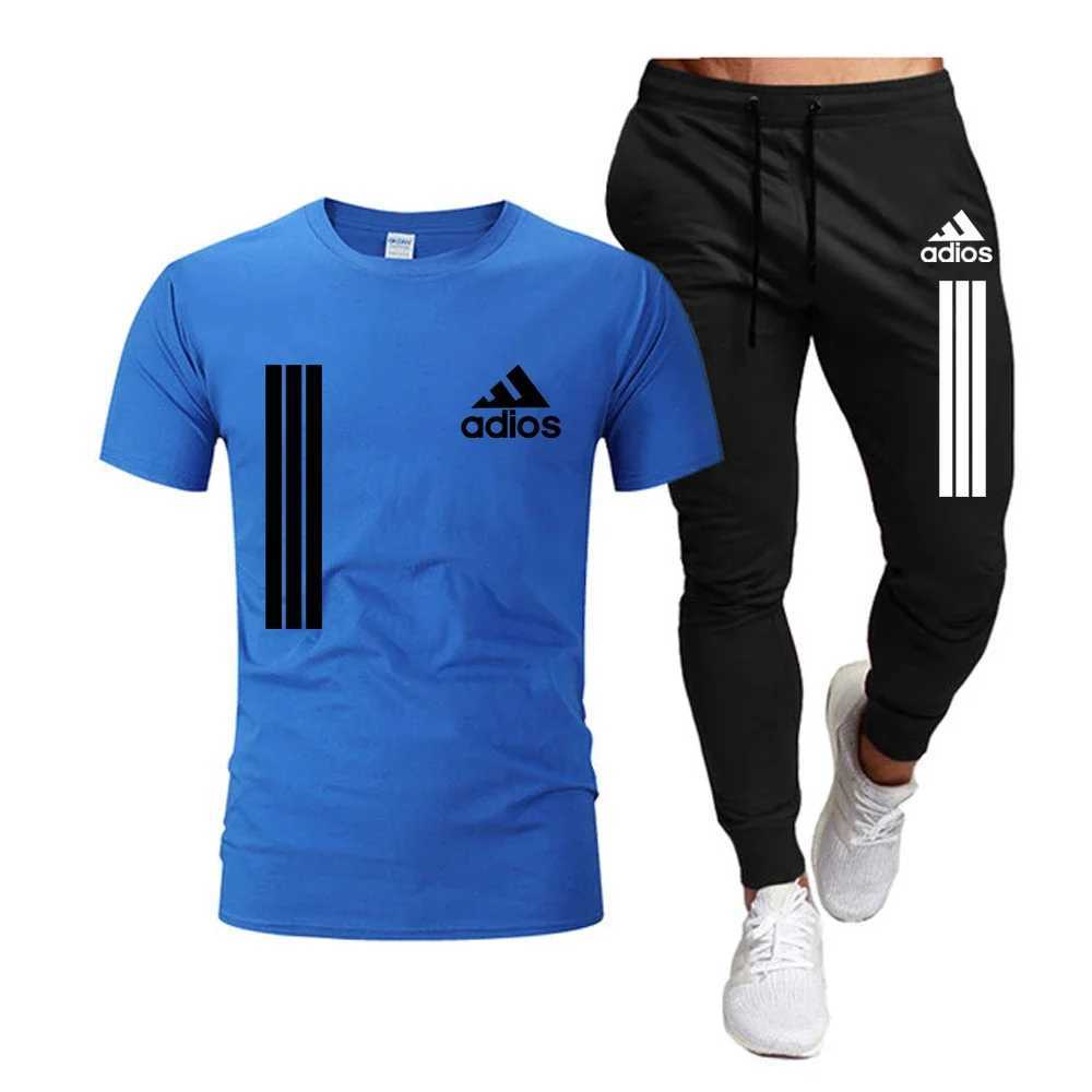 Men's Shorts Mens cotton T-shirt set Casual T-shirt Athletic shorts Mens summer wear Fashion 240419 240419