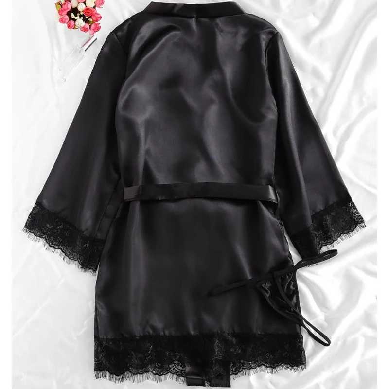 Женский сон лаундж черный сексуальный женский пижама атласная шнурная шекольничная подвеска шорты шорты