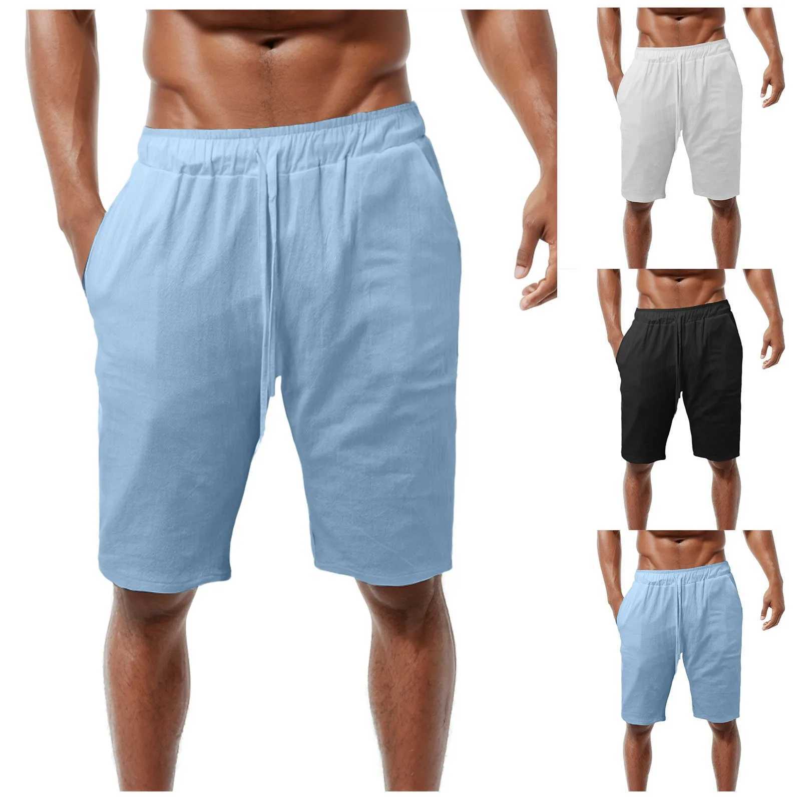 Men's Shorts Mens Casual Sport With Pockets Shorts Active Womens Solid Running Shorts Workout Athletic Pants Linen Fashion Drawstring Shorts 240419 240419