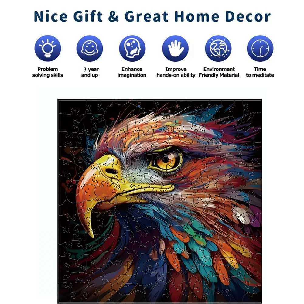 Puzzle 3D Le puzzle en bois de couleur de couleur aigle unique est le cadeau parfait pour la famille et les amis pour chydroan Puzzle Games Adult 3D Puzzles 240419