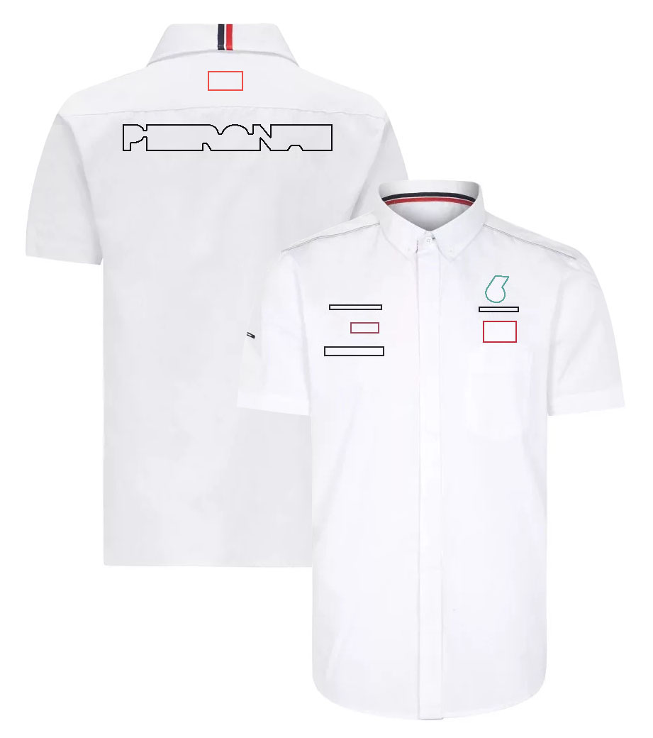 F1 Camas de cuello de polo masculino 2024 nueva camiseta del equipo de carreras de fórmula 1 camiseta de manga corta para hombres camisa de botón blanco casual