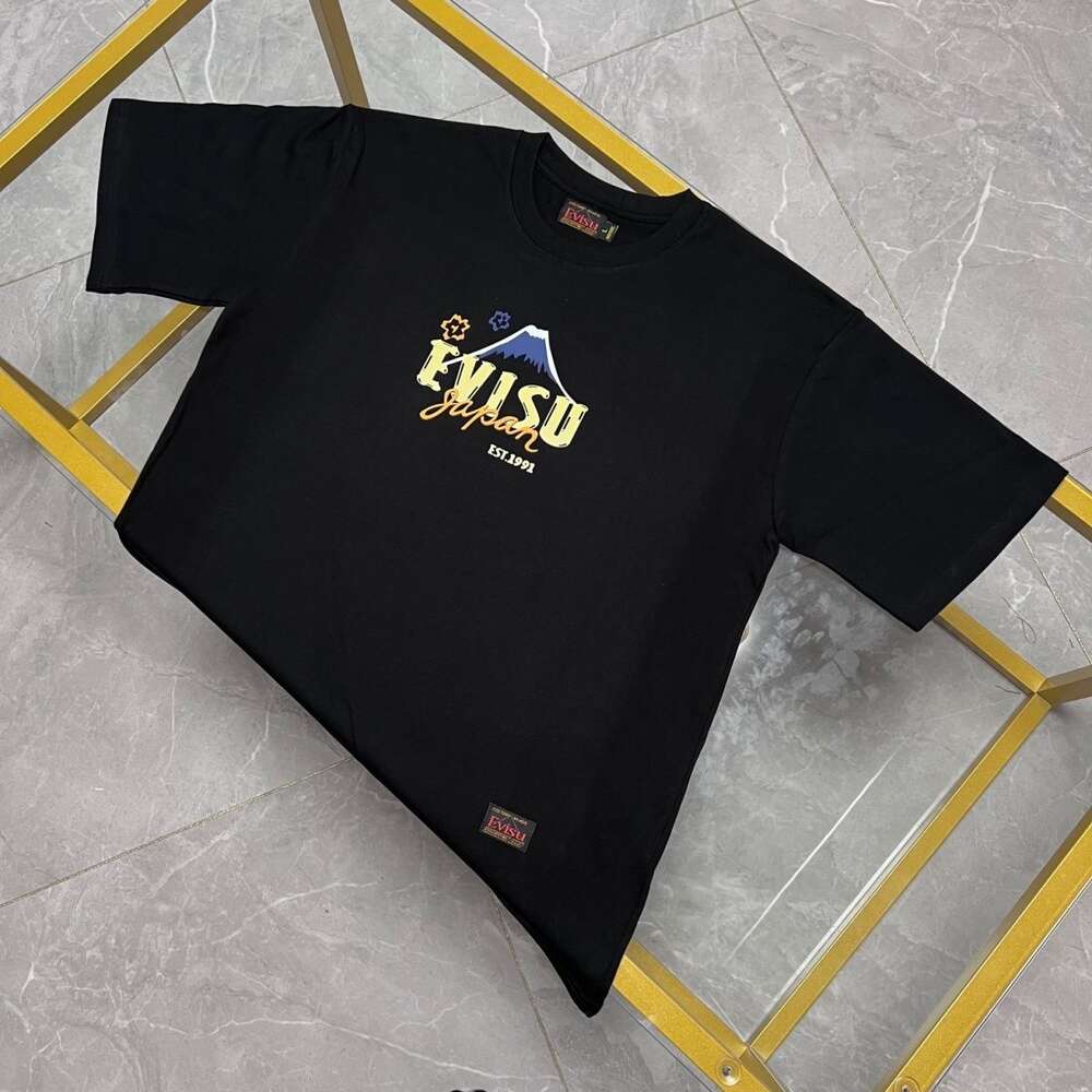 Hög version Spring/Summer Blessing God New Trendy Brand Men's Snow Mountain Damo Tryckt mönster Rund hals Kort ärm T-shirt för män och kvinnor 448155