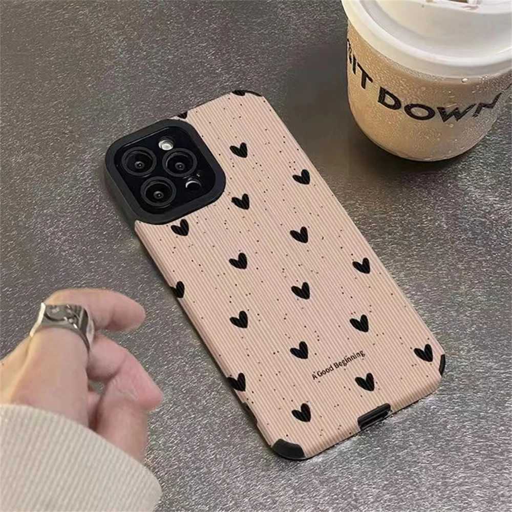 Cell Phone Cases Fashion Little Love Heart Phone Case for iPhone 14 12 15 11 Pro Max Mini SE X XS XR 78 Plus Silicone Leather Shock Cap J240418