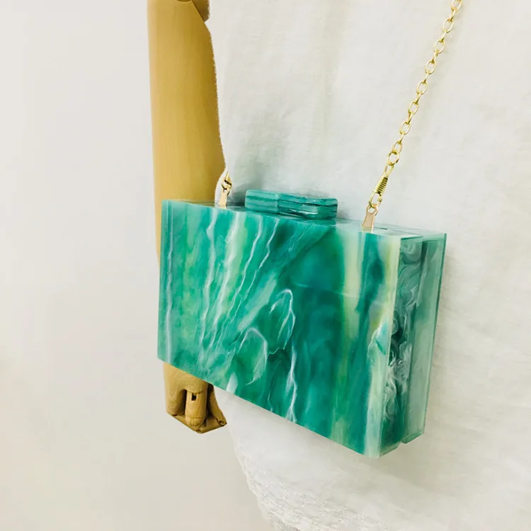 Bags Pear Marble Green Acrylic Clasp Black Fabric Chain Women shoulder Messenger Evening Travel Brach Summer Party Girl Acrylic Bags