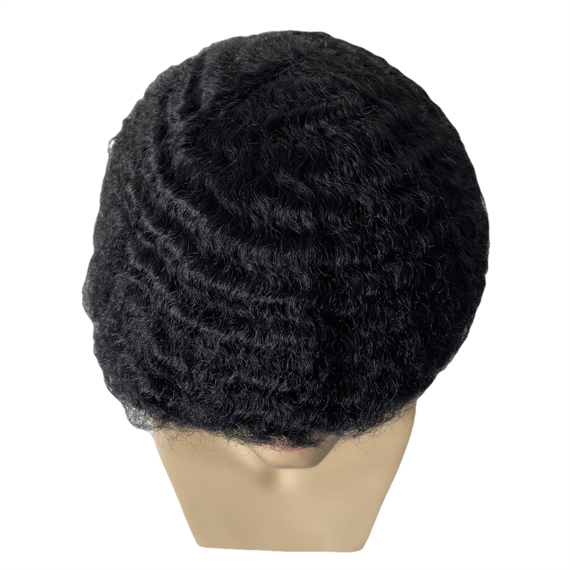 Malaysian Remy Human Hair Hairpieces #1b Off Black 10mm Wave 8x10 Toupee Full Lace Unit for Black Men