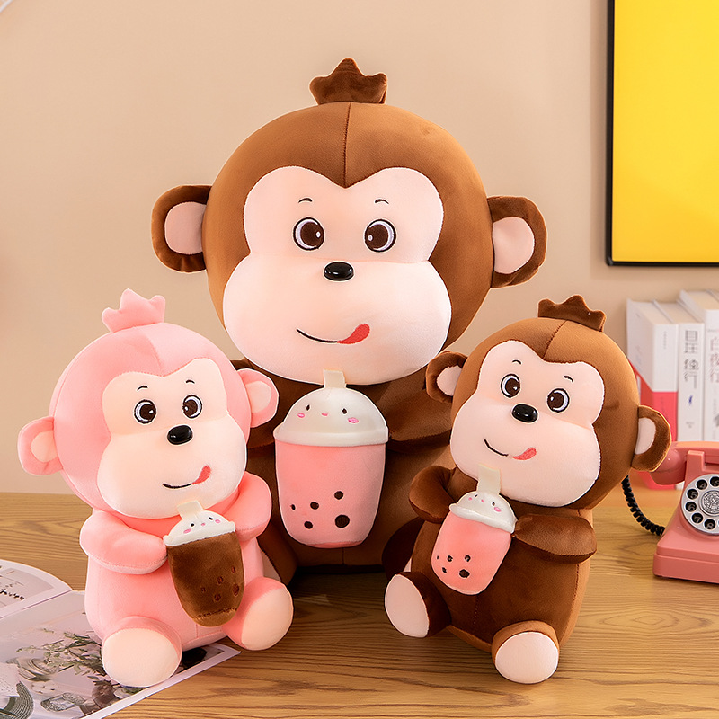 Nouveau dessin animé Milk Tea Monkey Doll Toy Little Monkey Doll Doll's Birthday Gift Fabricant en gros