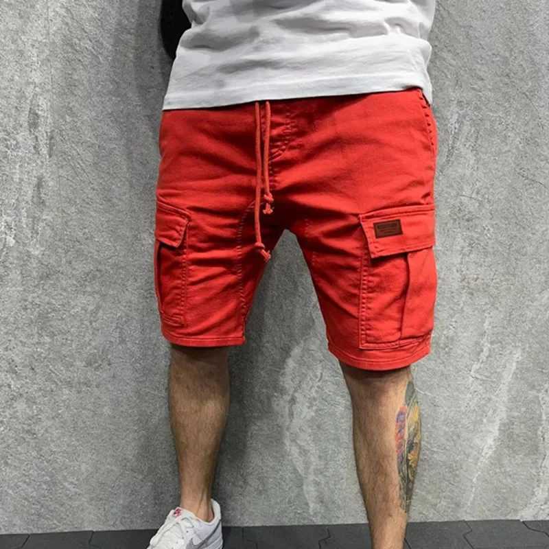 Men's Shorts Mens Casual Shorts 2023 Mens summer cargo shorts Loose multi-pocket stitching waist drawstring straight barrel 240419 240419