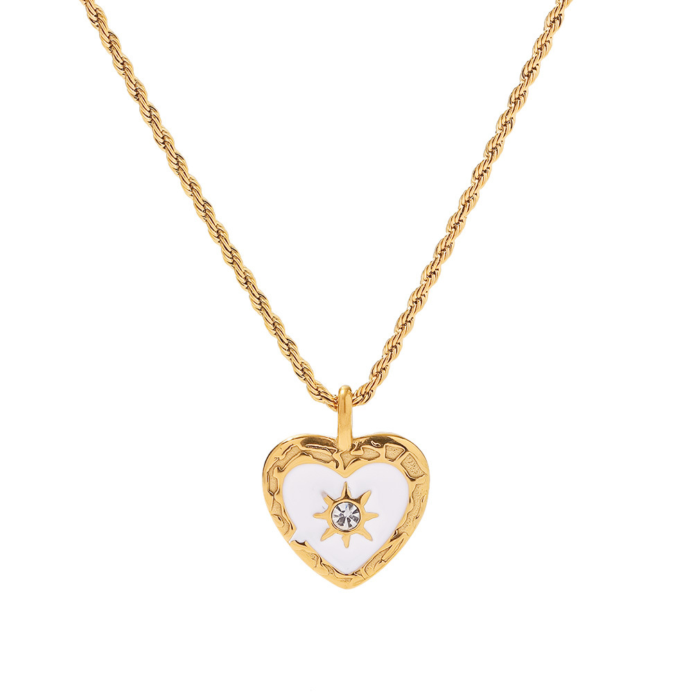 Designer Summer Summer Vintage Fried Perk Twists Chain Heart Coeur en forme de zircon Pendant Collier pour femmes en acier inoxydable en acier inoxydable