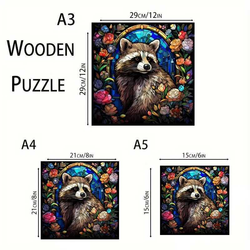 3D -pussel träpussel Rose Raccoon Puzzle Toys Home Decoration målning Semestergåvor Stress Relief Toys 240419