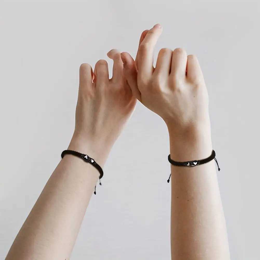 Ketting 26 letters initiële hartarmbanden handgemaakte verstelbare a-z naam gevlochten armbanden voor vrouwen mannen vriendschap sieraden geschenken d240419