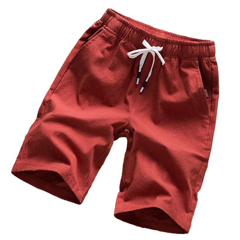 Shorts masculinos verão estilo chinês algodão e shorts casuais de linho homens sólidos praia esportes esportes clonts de cordas de tração 240419 240419