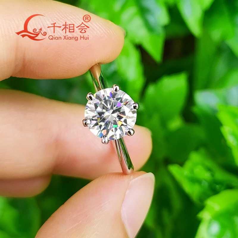 Wedding Rings 0.5ct 1ct 2ct 3ct round solitaire Ring Band 925 Sterling Silver D Moissanite Diamond women Ring Jewelry gift dating wedding GRA 240419