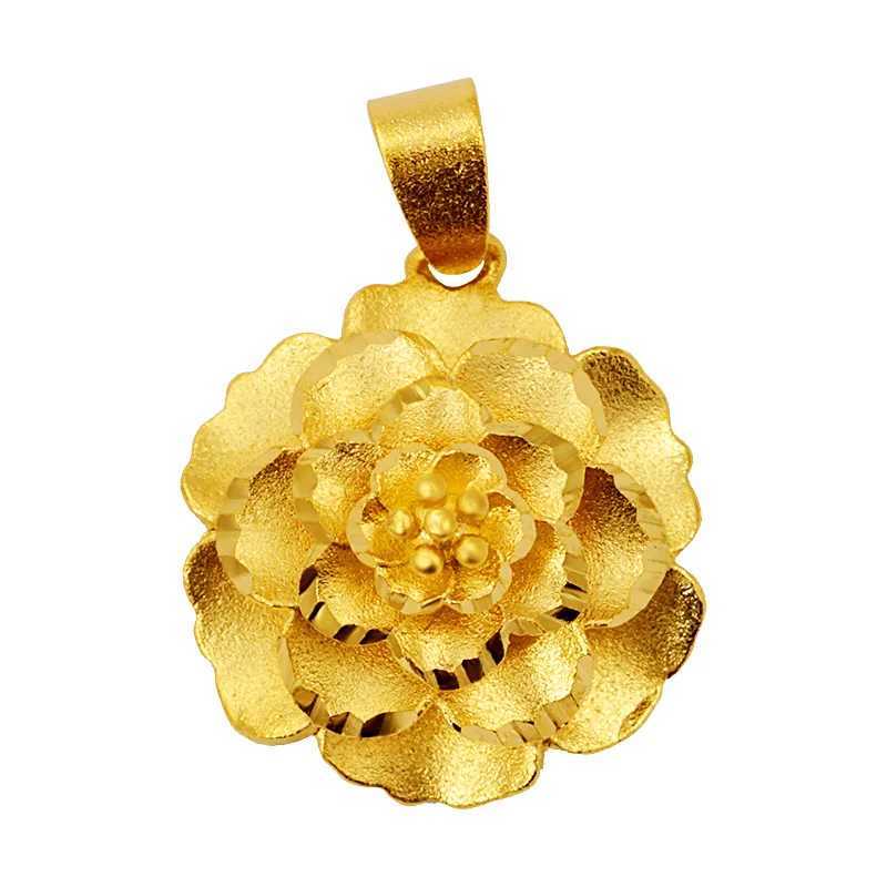 Pendanthalsband Kvinnor Ancient French Single Pendant Multilayer Large Flower 24K Gold Plated Travel Memorial Necklace 240419