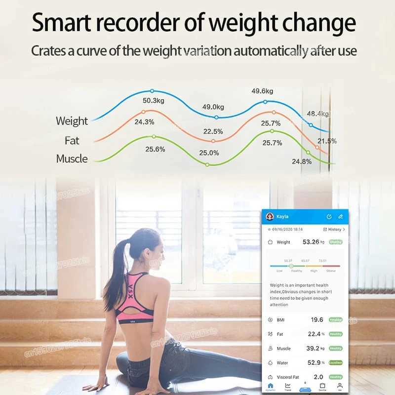 Body Weight Scales Digital Body Weight Scale Smart Wireless Fat Scale Bathroom Weight Scales for Body Composition Analyzer with Smartphone App 240419