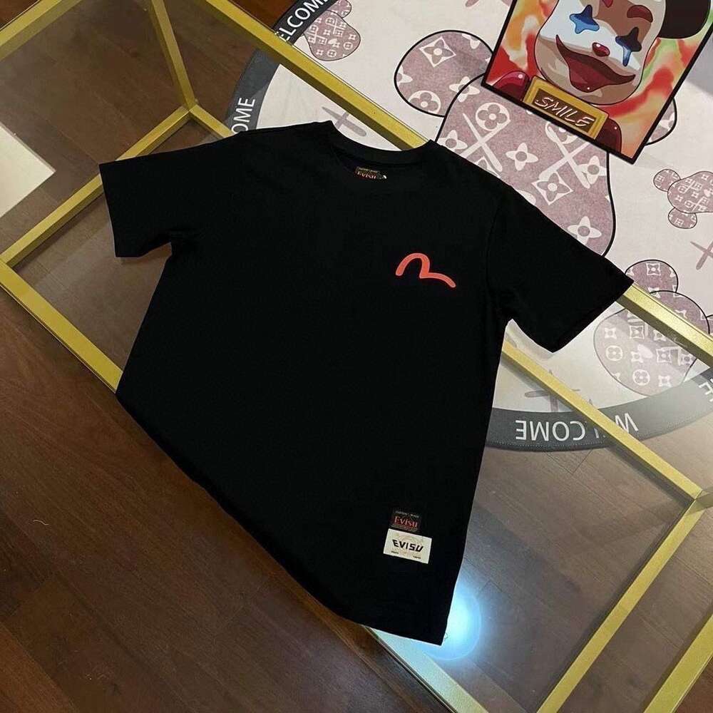 EV Fushen Short Sleeved 2024 Summer Bixin Buddha Head Letter Printing Round Round Deful Device Devilming Men and Women's Thirt 691104