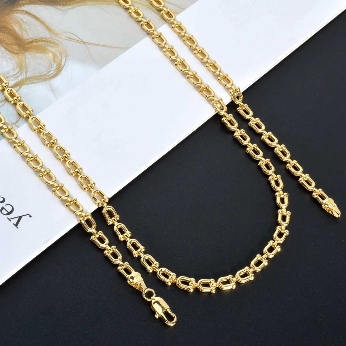 Pendant Necklaces Sunny Jewelry Hiphop Punk Curb Cuban Link Chain Necklace for Women Man Necklace Gold Color Choker Classic Wedding Party Jewelry 240419