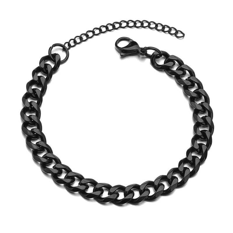 Chain Hot Sale Blank Color Stainless Steel Bracelets For Man Gold Color Punk Curb Cuban Link Chain Bracelets Jewelry 18cm Longd240419