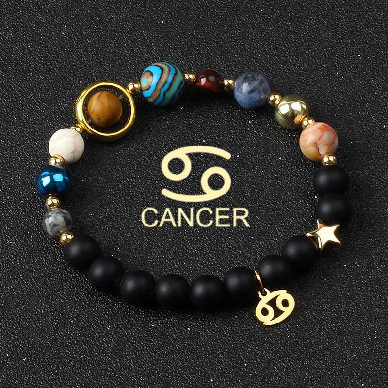 Bangle Universe Galaxy Osiem planet 12 Bracelet konstelacyjny dla kobiet Kamień Słoneczny Naturalny Kamień Słoneczny Bracelety Libra Virgo Leo Jewelryl240417