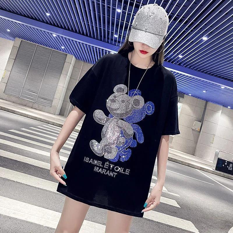 Glitter Bear Designer Tees Tshirt Summer Beach Mens Womens T Shirts Short Sleeve Tops Cotton Tshirts Women's Clothing Casual Oversize Hip Hop Women Tshirts Size M-5XL