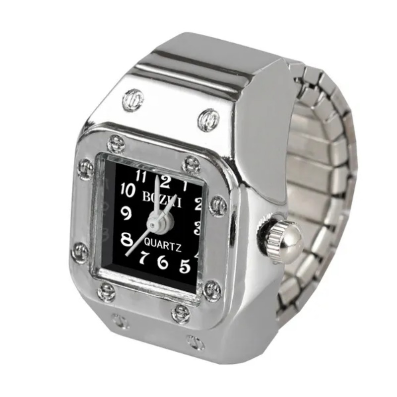 Quartz Watch Ring Watch Digit Dial Rectangle Unisex Fashion Jewelry Gifts