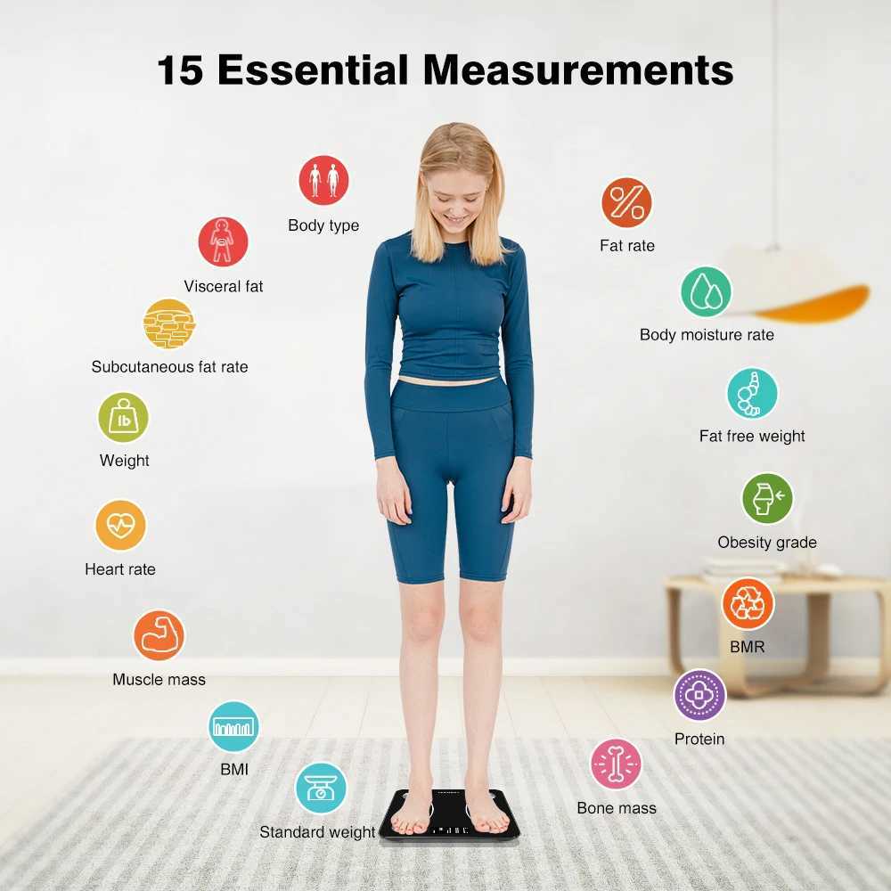 UPIA Body Weight Scales INSMART Bathroom Scale Body Weight Balance Scale Smart Body Scale Digital BMI Body Fat Weight Bluetooth Weight Scale for Human 240419