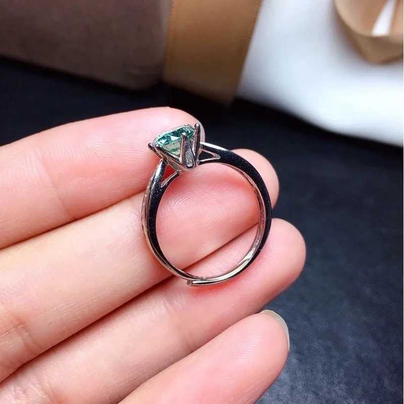 Solitaire Ring Green Blue Solitaire Ring for Women Solid 925 Sterling Silver Rings Round Moissanite Diamond For Wedding Engagement Fine Jewelry D240419