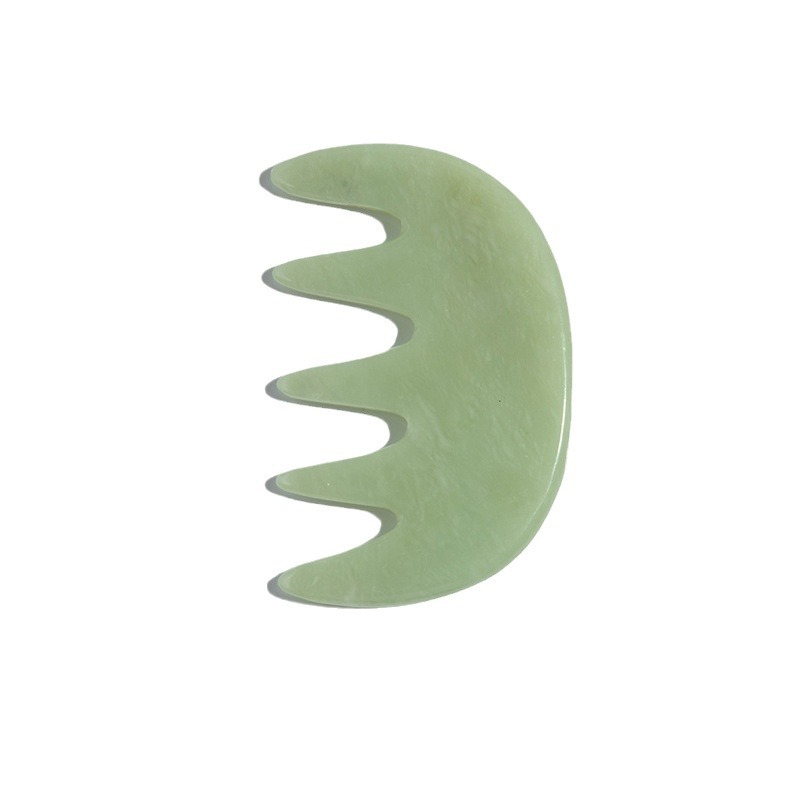 Natural Jade Massage Comb Guasha Scraping Facial Massage Tool Wide Tooth Gua Sha Comb Therapy Massager Head Caring Relax