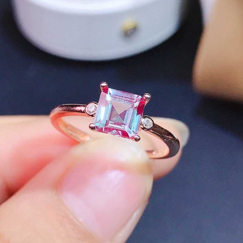 Pierścień Solitaire Natural Alexandrite Ladys Pierścień 925 Srebrny Srebrny Księżniczka Square Nowy styl Zalecenie 1.5CT D240419