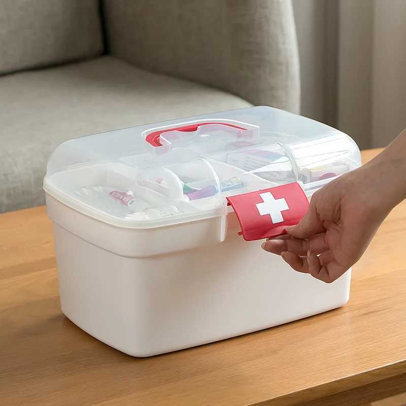 LTTH First Aid Supply Large Capacity Medicine Organizer Storage Container Family First Aid Chest Portable Emergency Kit Box d240419