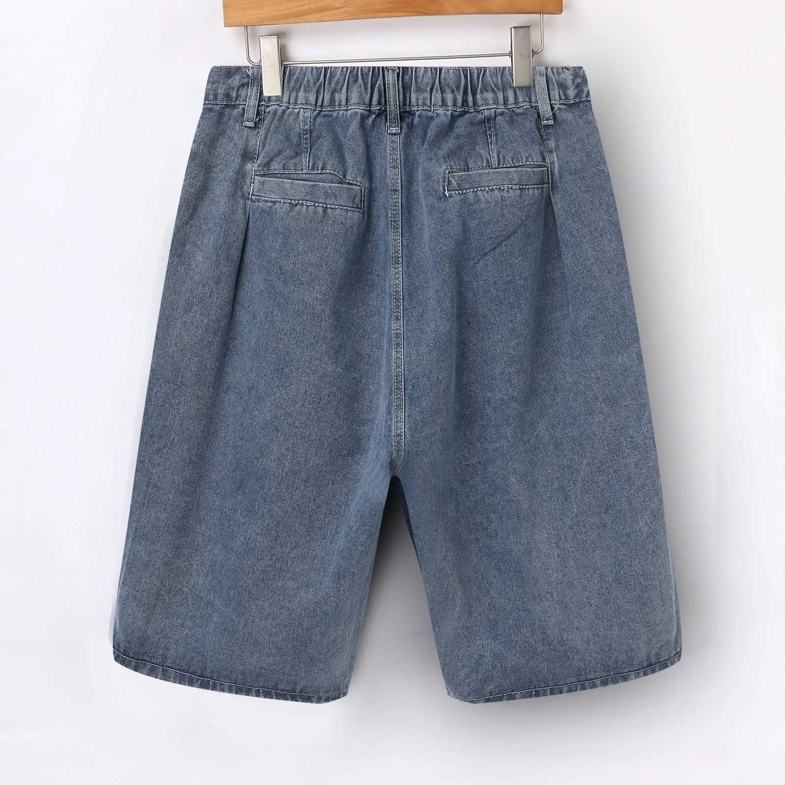 Shorts maschile Shorts Hip Pop Y2K Halfstraight Denim Shortsolid Color Casual Summer Big Taglia Corea recensioni Streetwear Outfit 240419 240419