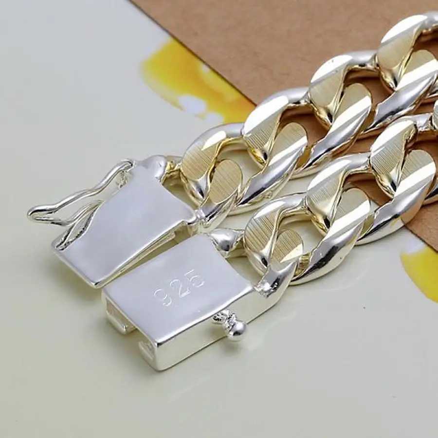 Chain 925 Sterling Silver Solid 10mm chain Bracelet men women Chain noble wedding Jewelry fashion charms party birthday gift d240419