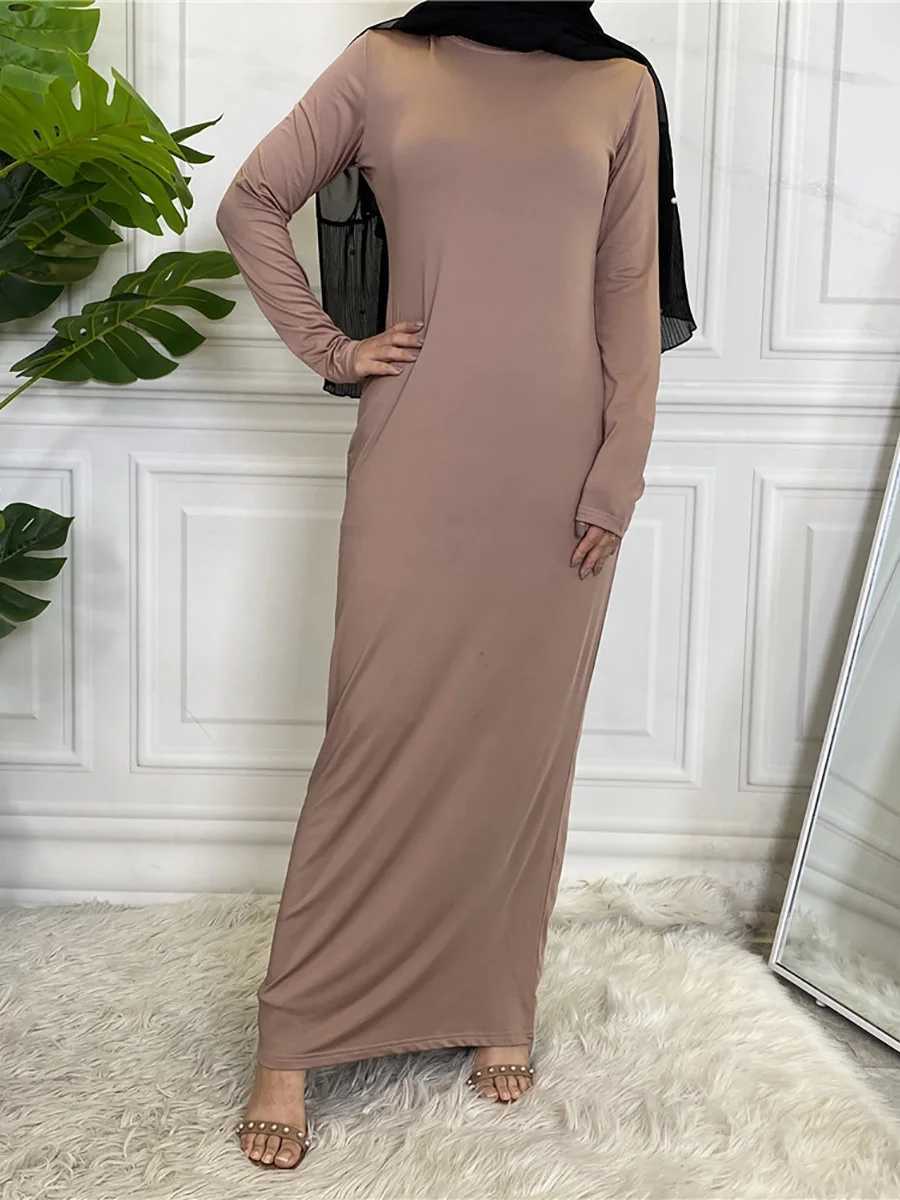 Etnik Giyim Mütevazı Abaya Femme Rahat Vestto Kaplumbağa Boyun Hicam İç Elbise Müslüman Kadınlar MAXI ROBE KAFTAN Türkiye Kaftan İslami Giyim D240419