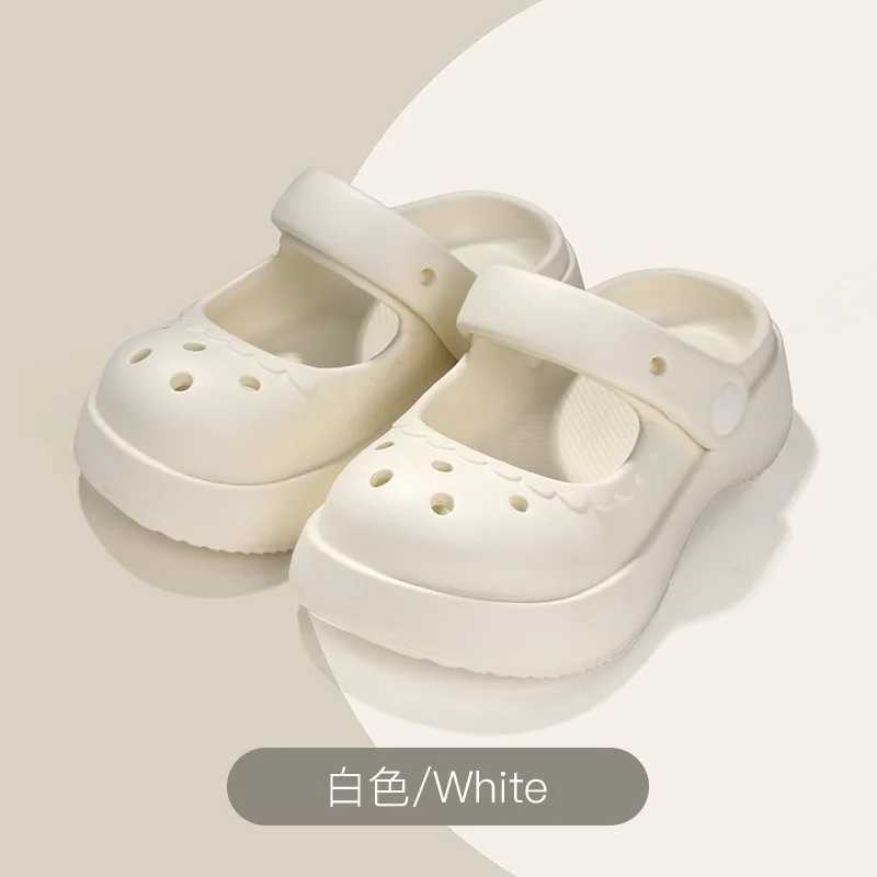 Sandalen Zomer Solid Girls Slippers Eva Soft Anti Slip Platform Kinderen Clogs Shoes Waterd Hollow Out Garden Beach Children Slippers 240419